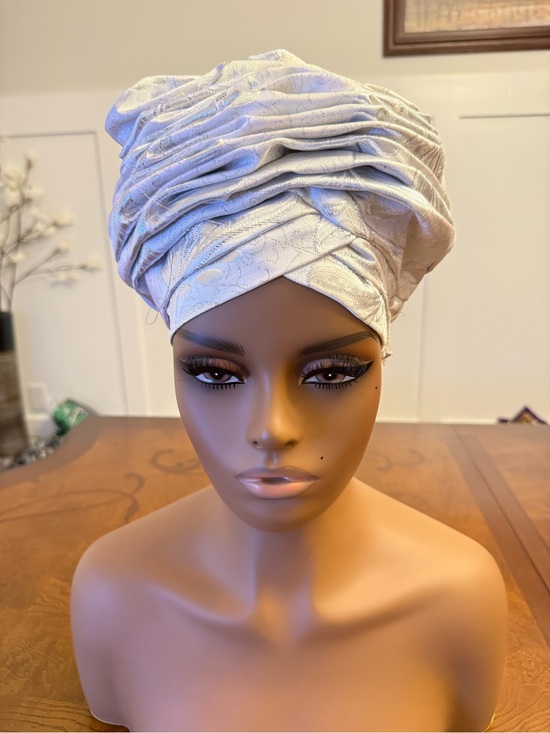 Iridescent Ruched White Turban Headwear main image 4